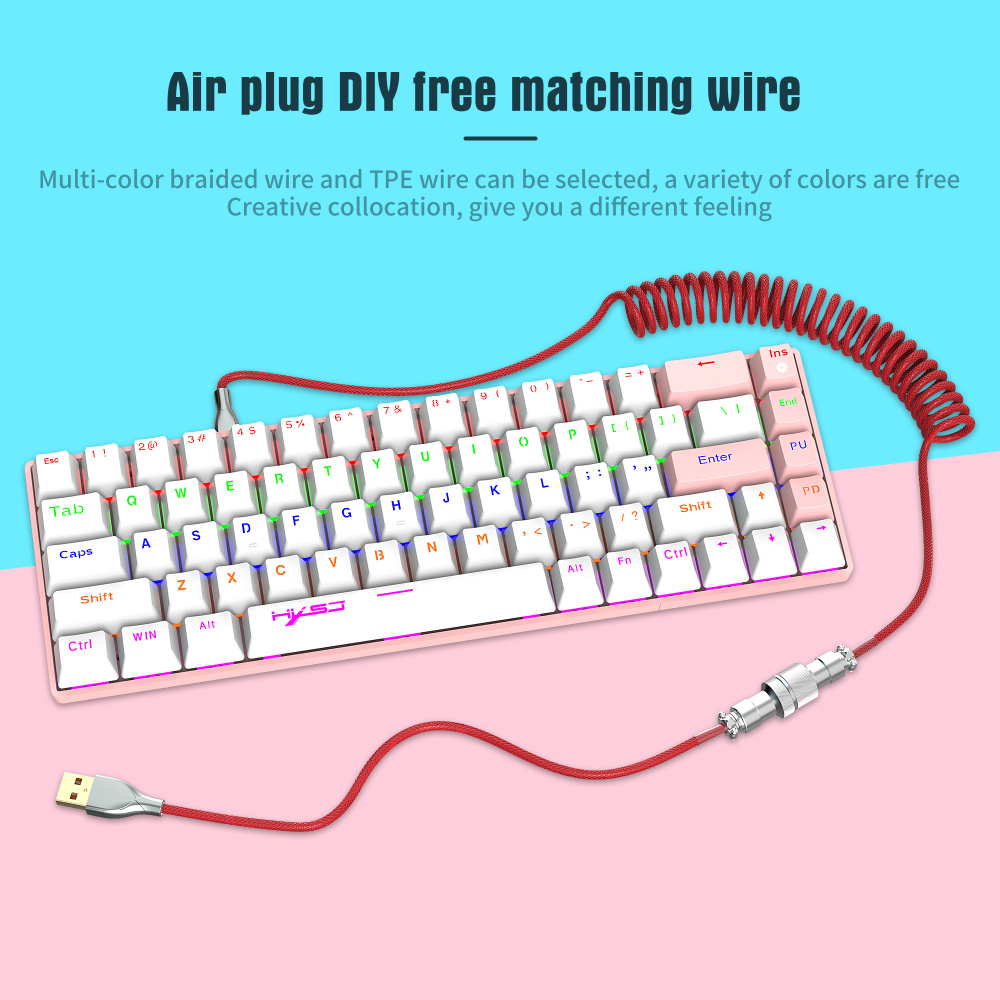 Cable en espiral para teclado mecánico, Cable de aviador tipo C a conector USB, Cable de aviación para teclado de juegos, accesorio