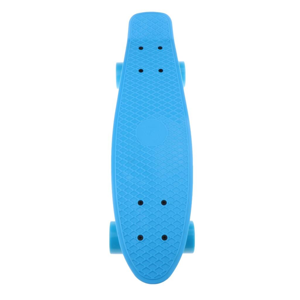 22 pouces enfants complet Skateboard Cruiser garçons filles Mini Skate Board rétro Longboard 200 lb poids de charge maximum avec roues lisses: Blue