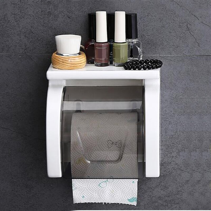 Waterproof Toilet Paper Holder Tissue Holder Roll Paper Holder Box Durable Bathroom Accessories Free punch SQ-5083