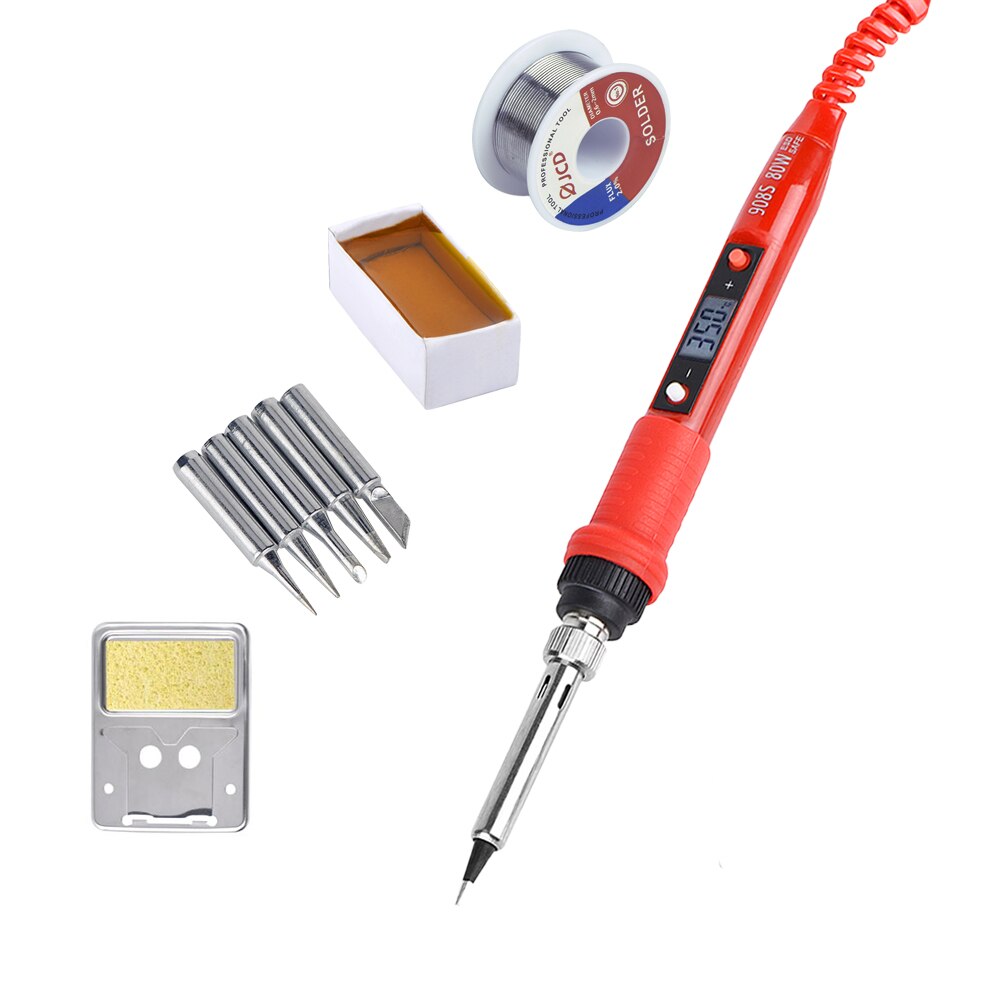 JCD Soldering Iron Tin Electric 80W 220V Adjustable Temperature Welding Tool Soldering Iron Stand Soldering Set for Diy Kit: 908S-30 / EU