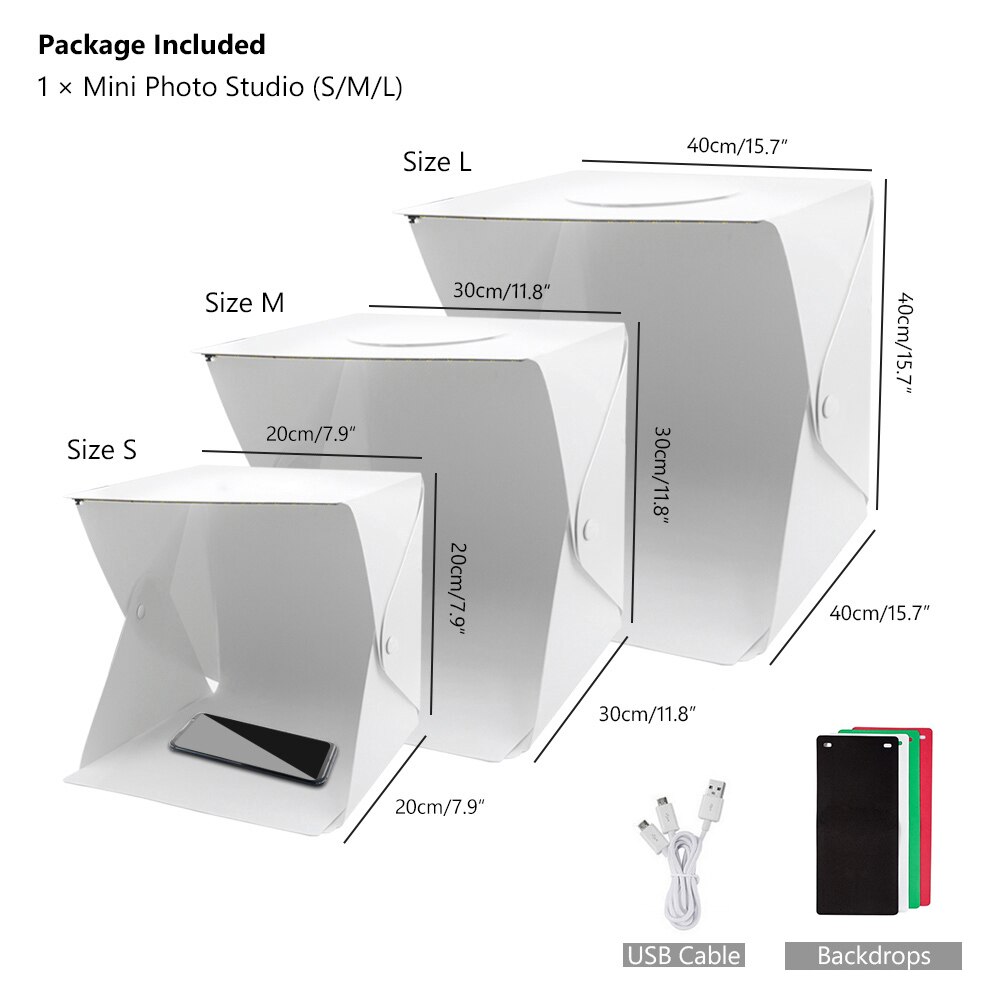 portatile foto studio pulsante luce scatola 2 pannelli portato 6 colori fondali mini pieghevole foto riprese fotografia lightbox 20x20x20