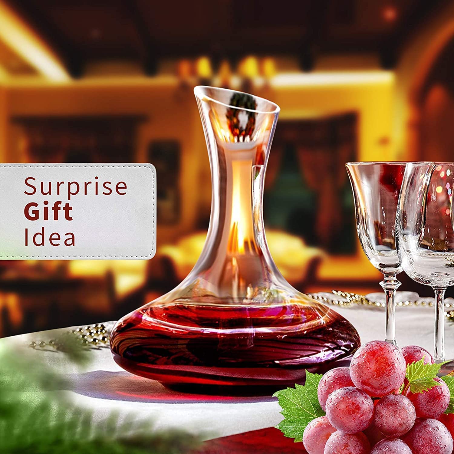 Wine Decanter 1500ml with Wine Glasses Set 4 Hand Blown Crystal Glass, Wine Carafe, Wine Aerator, Wine , Crystal Decanter