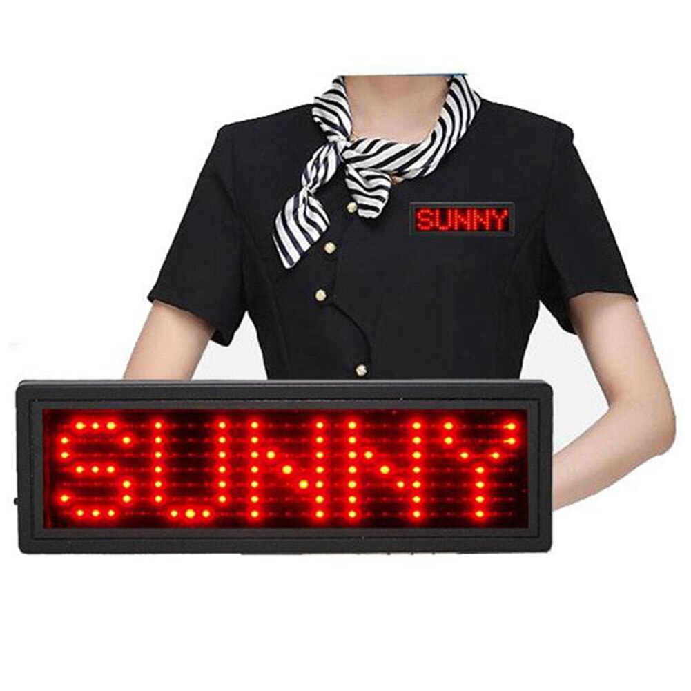 USB Electric Panel Led Name Tag Sign Message Card Screen Rechargeable Programmable Digital ID Badge Scrolling High Definition
