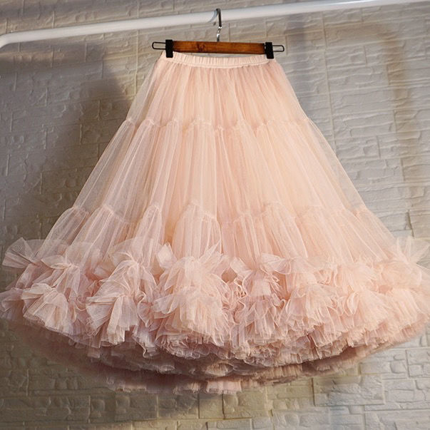 Falda de tul de línea a para mujer adulta, enagua de dama de honor, tutú para mujer, faldas de tutú en capas hasta la rodilla, Falda plisada de línea a: Rosa