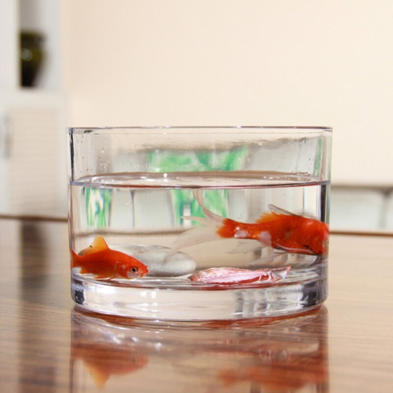 Acuario cilíndrico de cristal, cuencos transparentes de escritorio para peces pequeños, jarrones duraderos de 3 tamaños, soporte para adornos de dulces