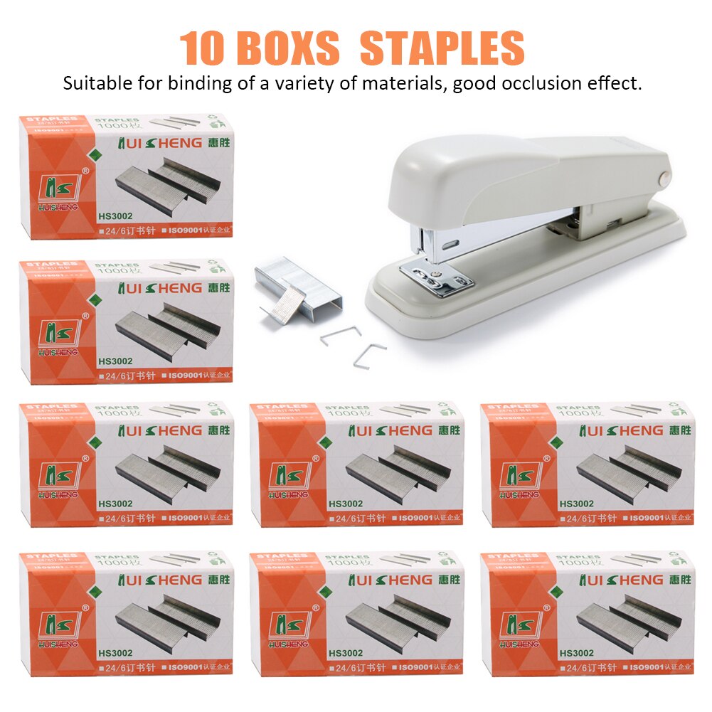 10box Staple Accessories School Office Universal Door Shaped Binding Supplies Nail Stitching For Stapler 24/6 Stainless Steel