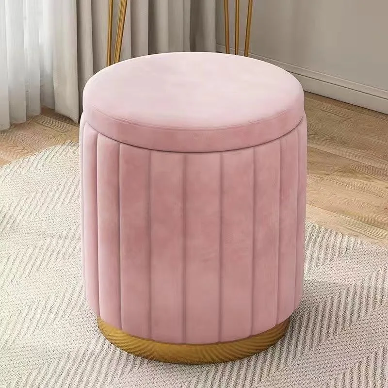 Light Luxury Round Makeup Stools Stools Chairs Bedrooms Sofas Side Stools Dressing Stool Vanity Chairs Storage Bench: light green