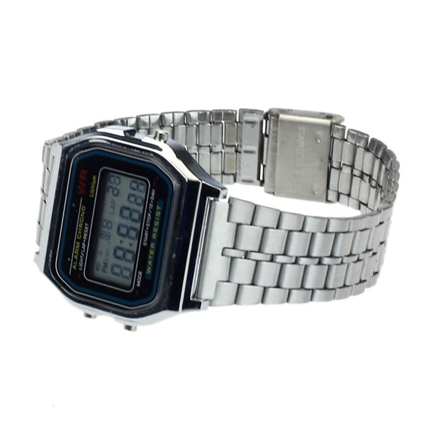 Vintage dameshorloge van roestvrij staal met digitale wekker en stopwatch, dameshorloges, relogio feminino horloges, klok  b50