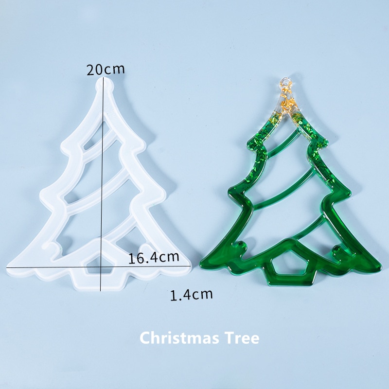 Christmas DIY Crystal Resin Silicone Mold Christmas Tree Bell Moon Mold Resin Craft Making Christmas Tree Decoration: tree