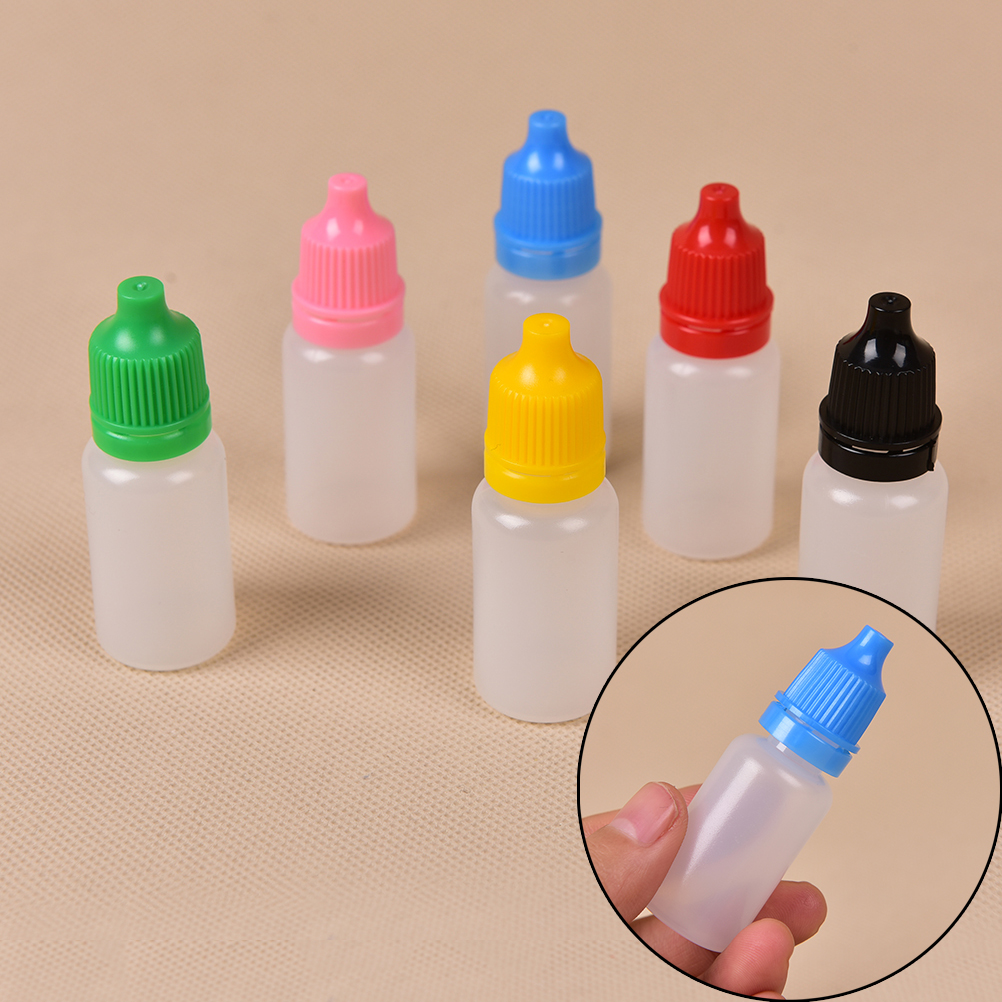 5pcs/lot 10ml Plastic Empty Plastic Squeezable Dropper Bottles Eye Liquid Droppers Childproof Cap Thin Tip Dropper Bottles