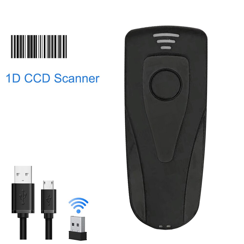 Mini Senza Fili di Bluetooth Scanner di Codici A Barre Scanner di Codici A Barre CCD Lettore di Codici A Barre Senza Fili Portatile One Size Luce Rossa: 1D CCD-Black