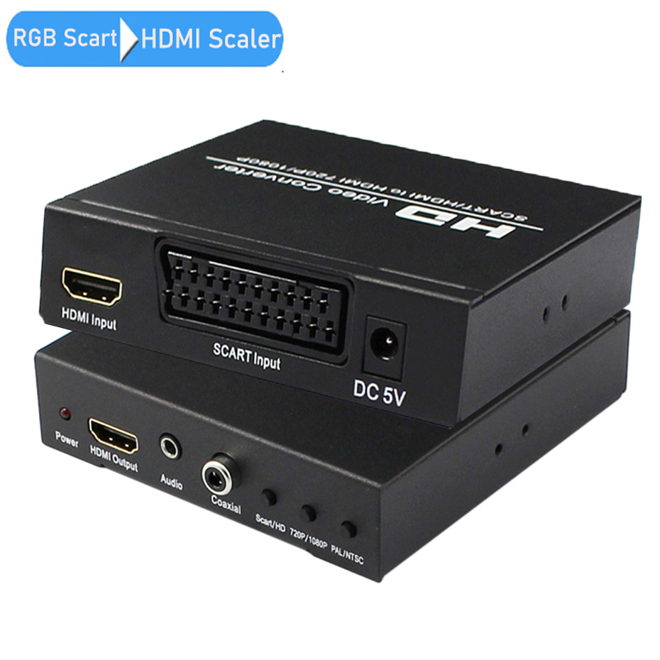 HDMI RGB Scart naar HDMI EU Scaler Adapter Video Audio Converter Extractor Functie Coaxiale Aux TV Box DisplayPort
