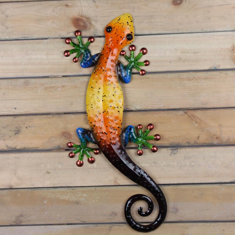 Metal gecko væg dekoration udendørs dyr til haven dekoration statuer og miniature haven tilbehør skulpturer