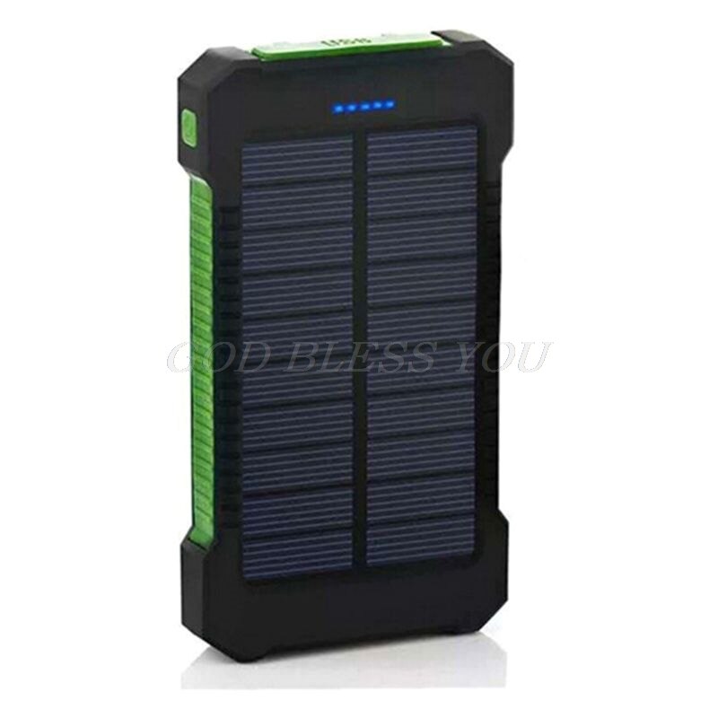 LED Dual USB Ports Solar Panel Power Bank Case Concise and vogue style Charger DIY Kits Box For Samsung: green