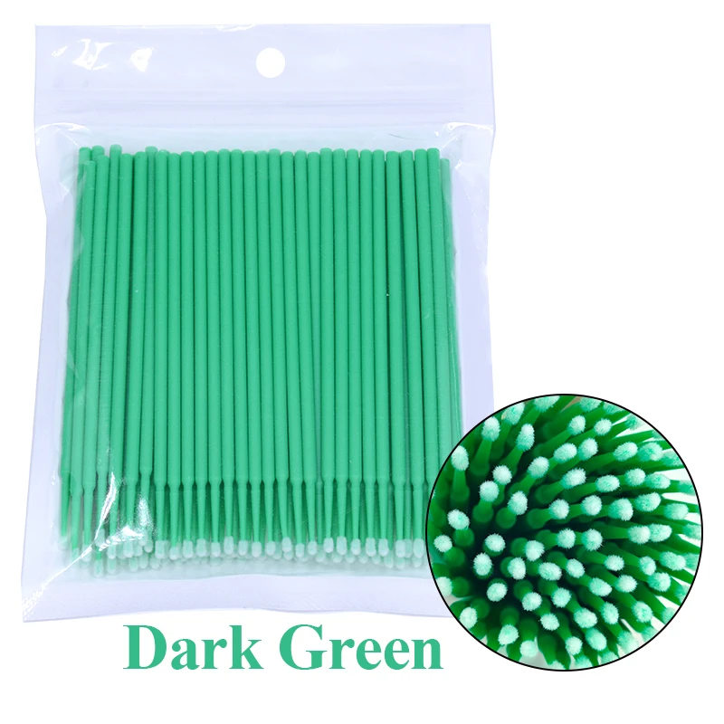 100Pcs Eyelash Cleaning Brush Lash Extension Micro Cotton Swab Individual Eyelashes Microbrush Beauty Makeup Clean Remover Tools: green