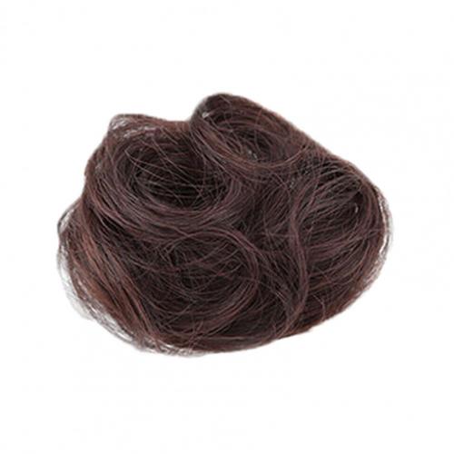 Girl's Donut Hair Bun synthetic Wrap On Messy Bun Mini Hair Bun Extension Curly Chignon Claw Clip Hairpiece Topknot Accessory: Dark Brown