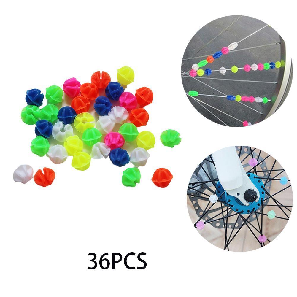 36 Stks/set Plastic Clip Spoke Bead Fiets Kralen Draad Sprak Ronde Kralen Ball Kralen Wiel Fiets Lichtgevende Spoke Decoraties P1T4