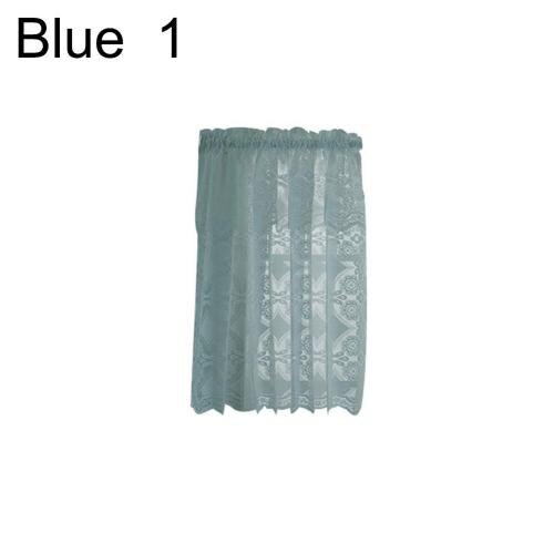 Paravent en dentelle à motif délicat de fleurs, 3 tailles, blanc et bleu, pour fenêtre de balcon, rideau court en gaze, cantonnière de cuisine, décoration de maison: Blue 1