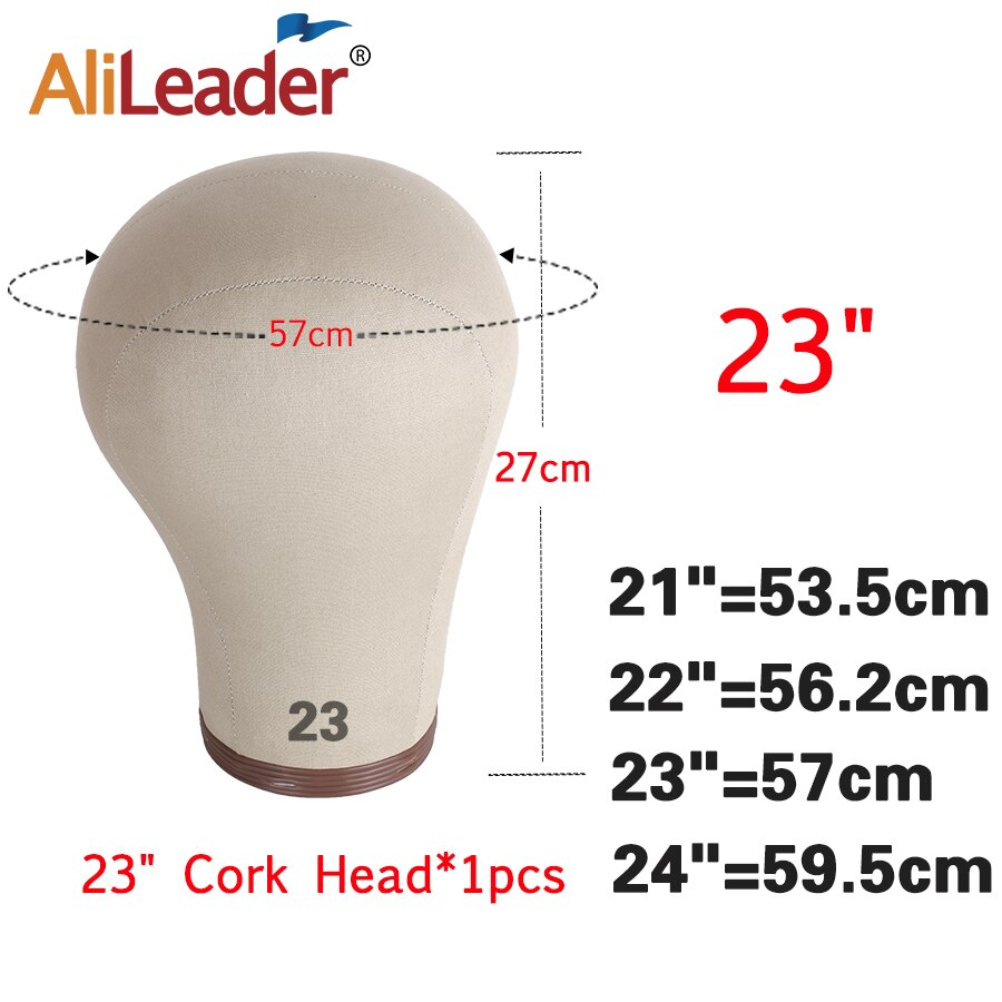Alileader-Cabeza de bloque de lona de corcho suave para peluca, Kit de fabricación de pelucas, maniquí de , 21, 22, 23 y 24 pulgadas