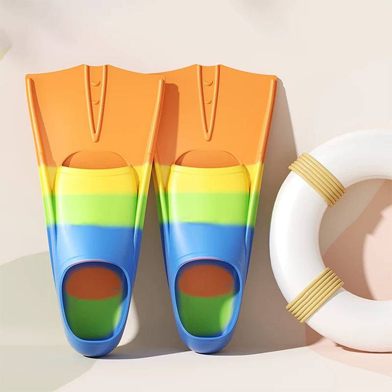 Swim Training Fins Silicone Scuba Diving Fins Short Men Women Snorkel Swimming Fins Kids Flippers Equipment Set: M / Orange