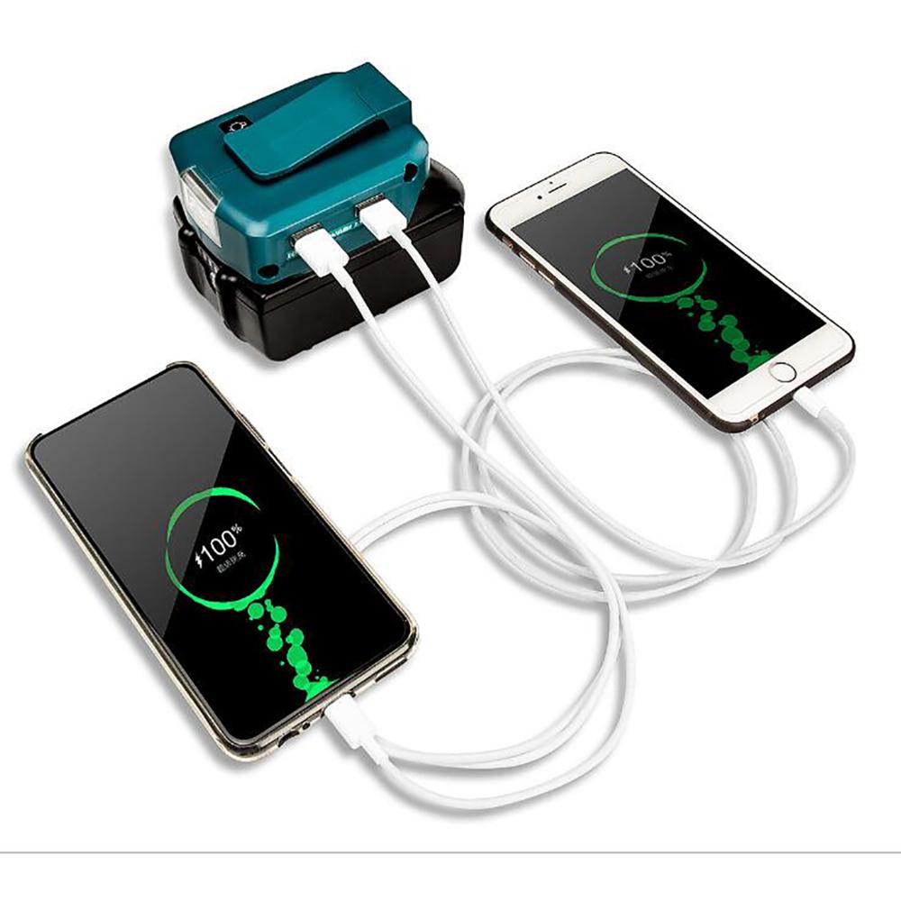 Adapter bærbar led lys arbejdslampe usb mobiltelefon oplader  dc 12v output til makita 14.4v 18v li-ion batteri  bl1430 bl1830