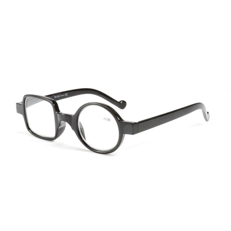 Zilead Ronde & Vierkante Asymmetrische Leesbril Voor Vrouwen & Mannen Hars Presbyopie Bril Verziendheid Brillen + 1.0to + 4.0 unisex: +250 / black