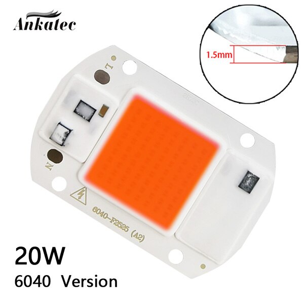 ledet plantevekstlampe kolbe chip fullt spekter  ac 220v 110v 20w 30w 50w drivhus innendørs plantefrøplanter og blomstervekst: 6040 20w / Ac220v-240v