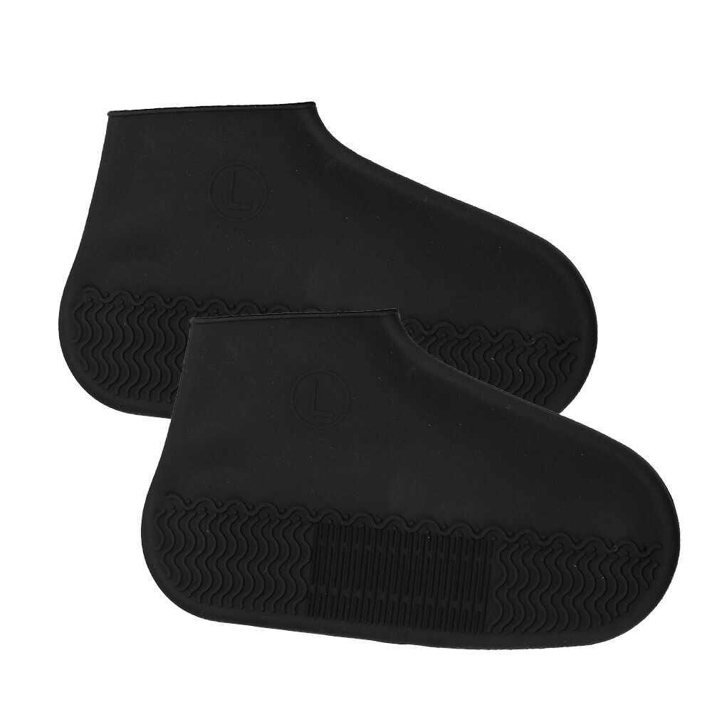 Reusable Outdoor Non-Slip Thick Resistant Rain Boots Rainproof Shoe Cover Waterproof Silicone Sneakers Accessories Cover: Black / 42
