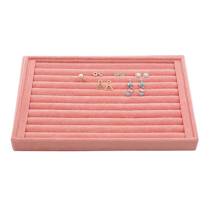 Mode Roze Fluwelen Sieraden Display Lade Ring Oorbel Lade Armband Ketting Hangers Display Organizer Sieraden Opbergvak