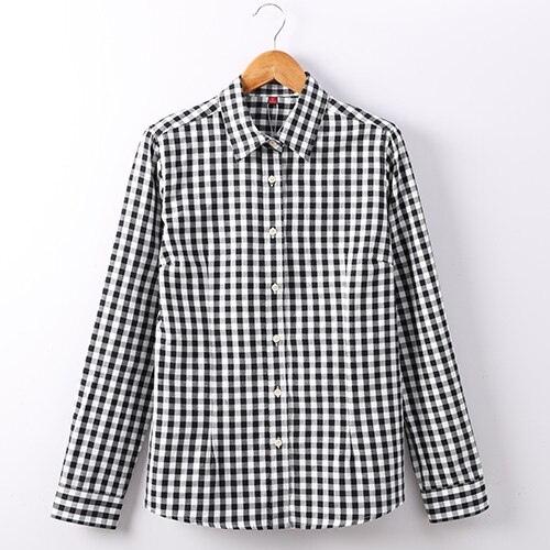 Garemay Frauen Hemden feminin Blusen Baumwolle Plaid Shirt Frauen Lange Hülse Frauen Spitzen Und Blusen Frühling Kleidung Hemd: B142110024 / S