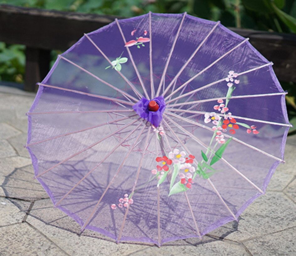 Dance Umbrella rain women Prop Oiled Paper Decoration Umbrella Transparent Silk Umbrella paraguas inverso pederneira Chinese: purple