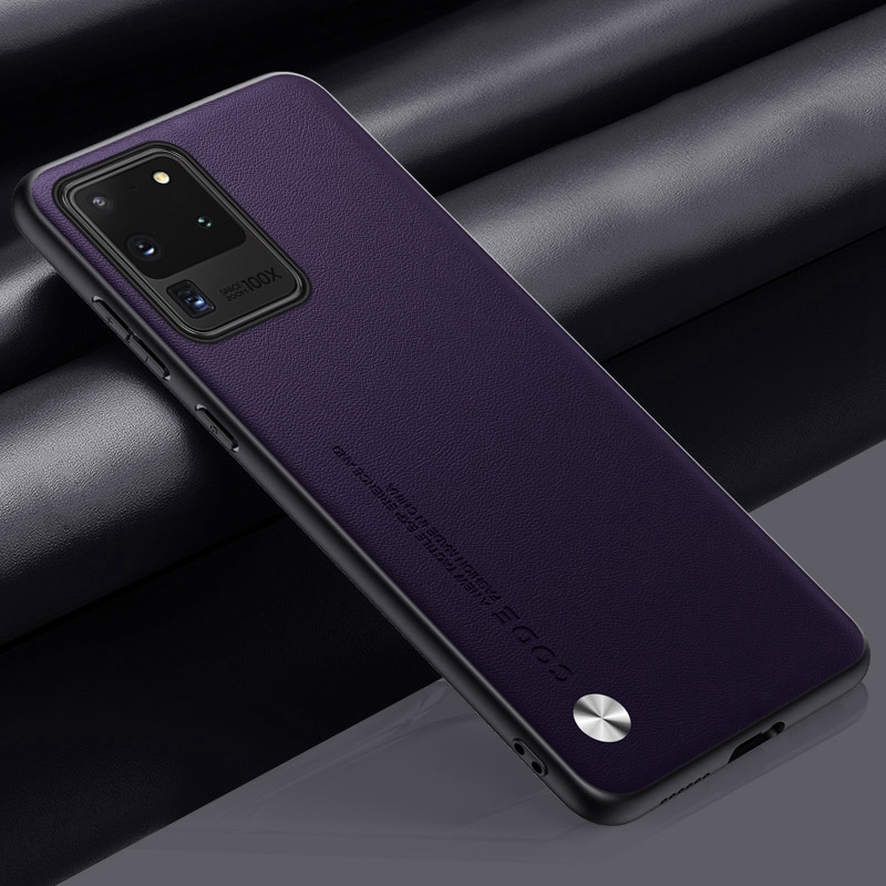 Étui de luxe en cuir PU pour Samsung Galaxy S20 Ultra S20 Plus S20 FE 5G, Coque arrière mate en Silicone TPU, Coque de Protection pour téléphone: Aluminium / Violet