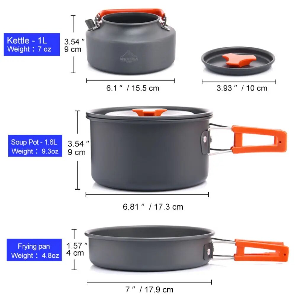 Annulation ESEA-Batterie de cuisine de camping, ensemble de casseroles d'extérieur, plats touristiques, melon, équipement de cuisine, ustensiles de randonnée, pique-nique, voyage