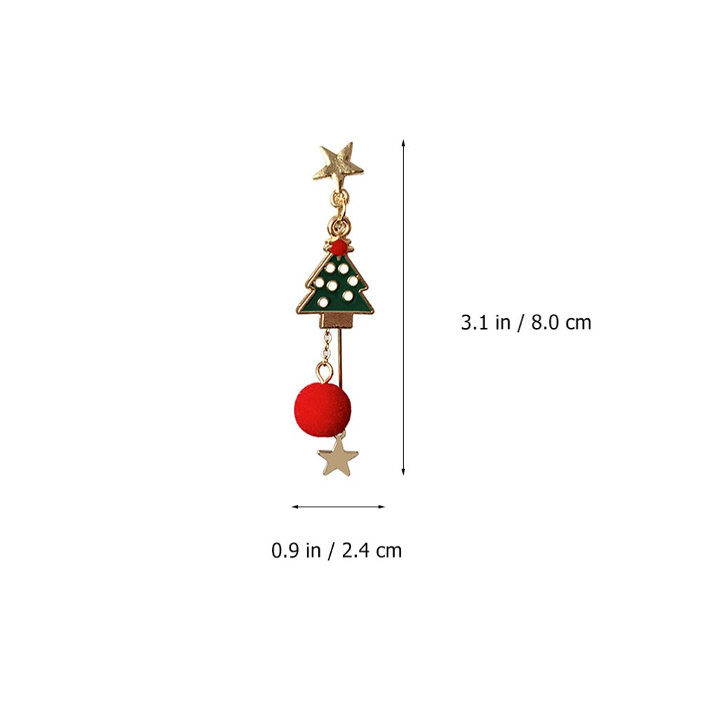 2 Pairs Kerst Thema Vrouw Oorbel Modieuze Legering Kerstboom Oorbellen Cartoon Bell Kerstman Stud Oorbellen