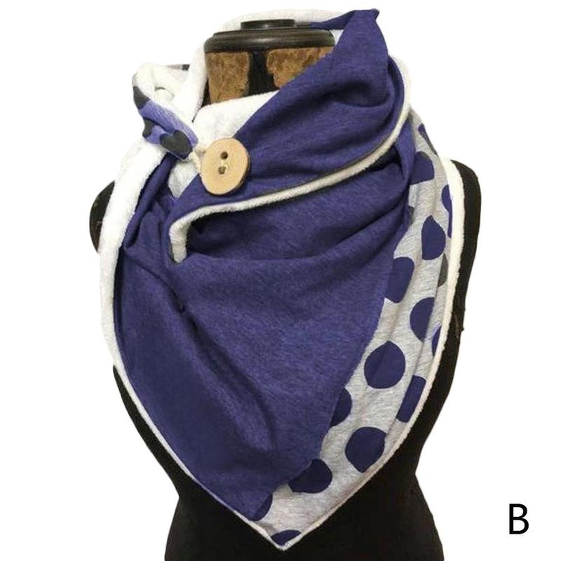 Femmes hiver épaissir grande écharpe surdimensionnée avec bouton crochet couleur unie côtelé Triangle châle bavoir: B