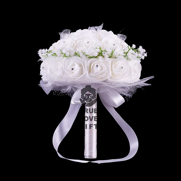 Ramos de diamantes de imitación de flores de espuma rosa, accesorios de boda de cinta de Margarita pequeña hechos a mano romántica, 9 colores: Blanco