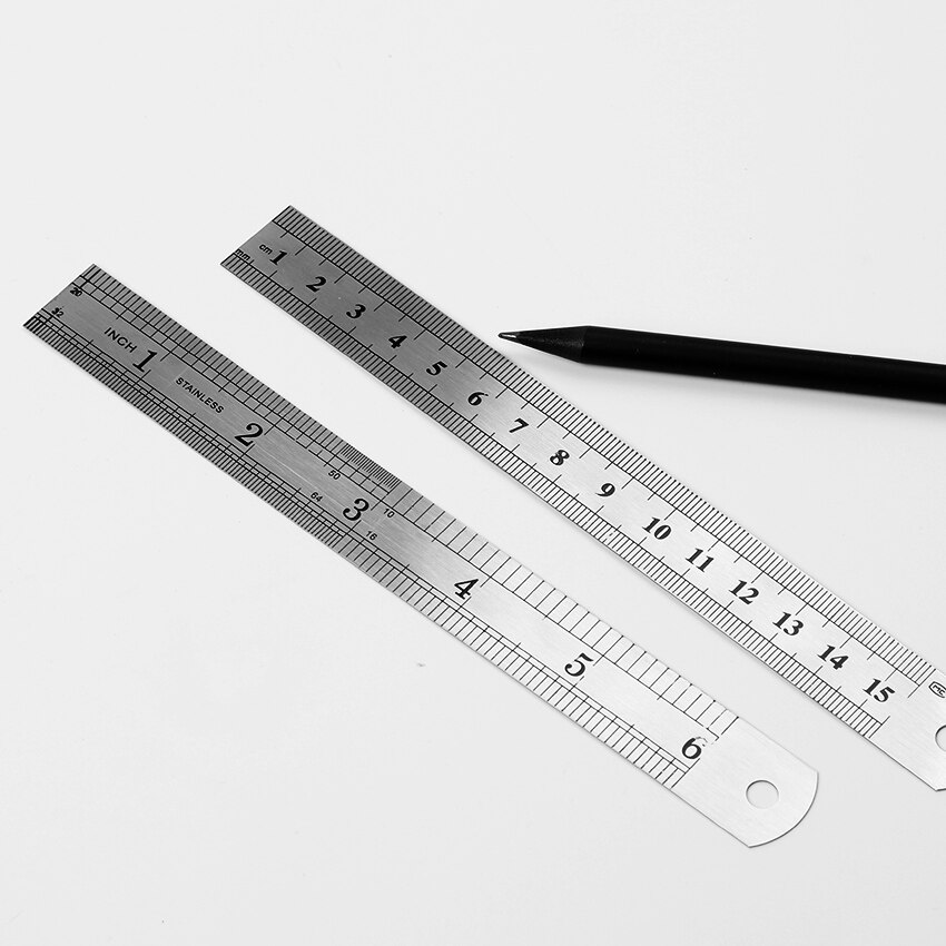 1 PC 15cm 6 Inch Stainless Steel Metal Straight Ruler Precision Double Sided Learning Office Stationery Drafting Supplies