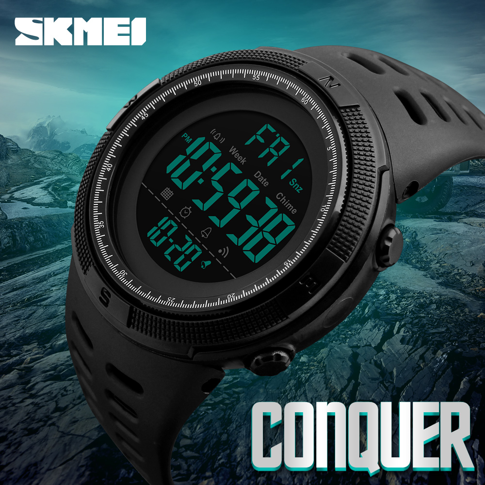Relojes multifunción SKMEI 1251, reloj despertador Chrono 5Bar, reloj Digital resistente al agua, reloj deportivo para hombre al aire libre