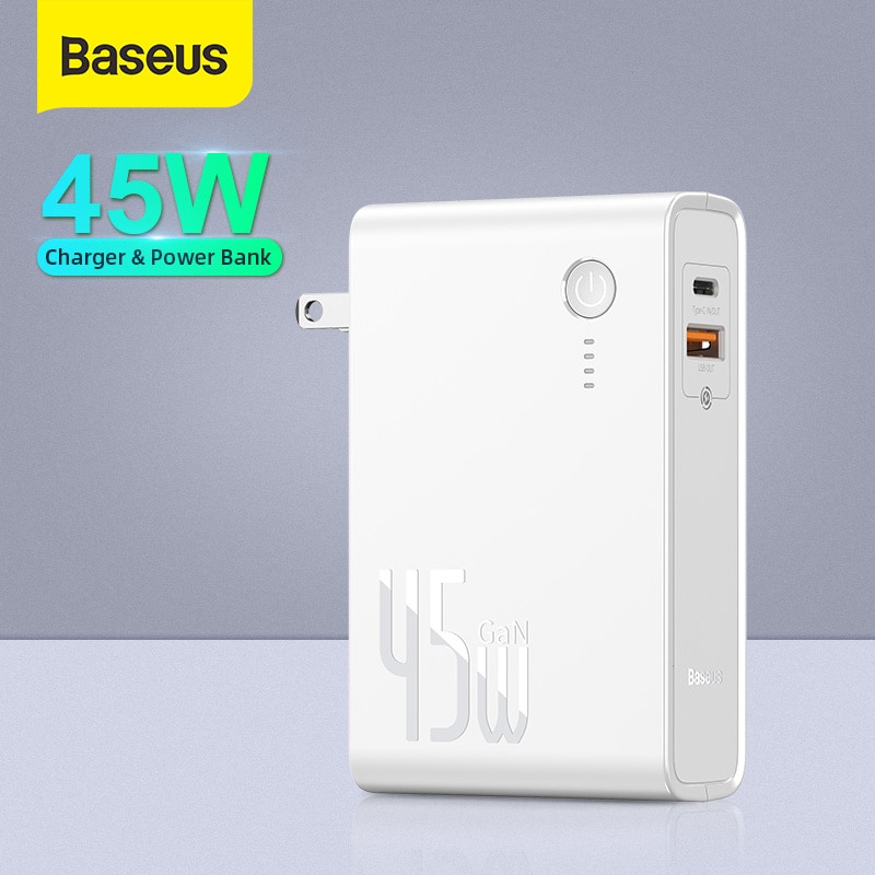 Baseus Power Bank 45W 10000Mah Gan Charger 2 In 1 Pd Qc 3.0 Afc Snel Opladen Ons Usb oplader Voor Iphone Samsung Voor Macbook Pro