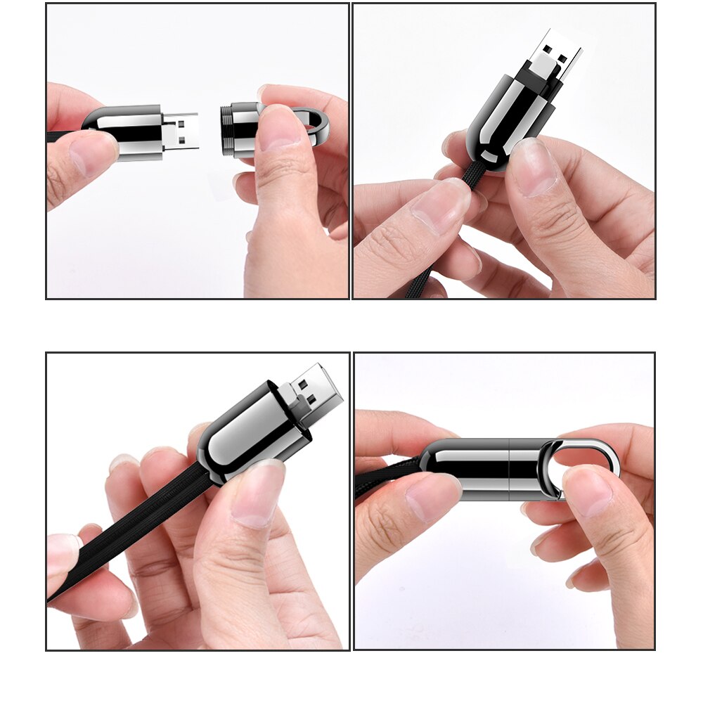 Oatsbasf for IPhone X XS Max Cable Fast Charger for Iphone 7 8 plus USB Charging Cord Keychain Mobile Phone Cable