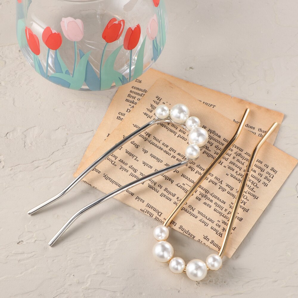 Horquilla de perlas de hadas para mujer, horquilla para el cabello femenina, pinza para el cabello en forma de U, accesorios para el cabello elegantes, tocado para niña, tocado