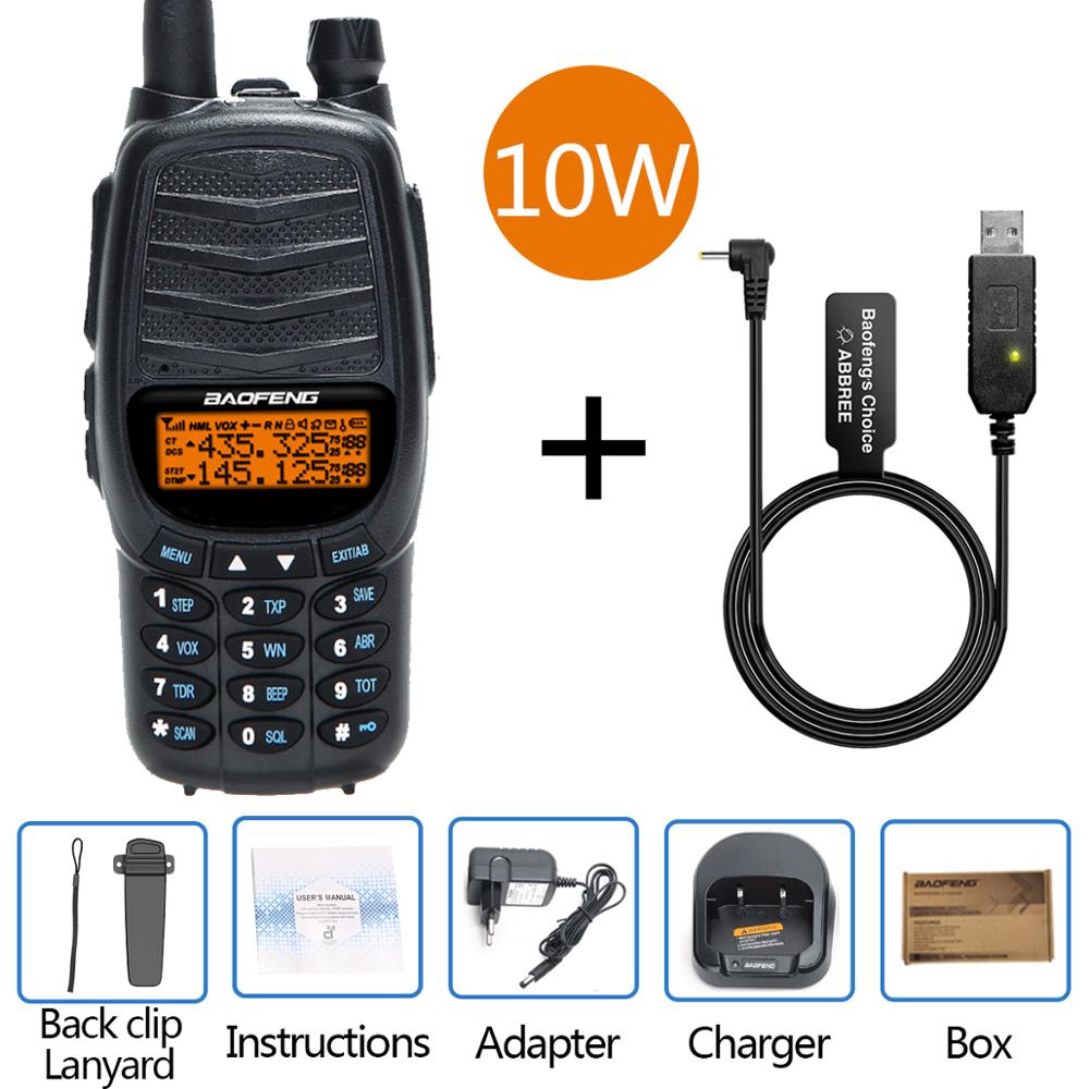 Baofeng – walkie-talkie Portable 10W UV-X10 mAh 2-PTT double bande VHF UHF chargeur USB 30km Ham CB Radio 2 voies émetteur-récepteur 8800: add USB cable