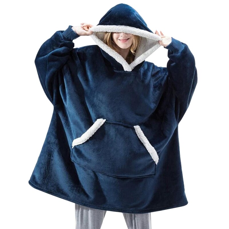 Winter Blanket with Sleeves Oversized Hoodie Fleece Warm Hoodies Sweatshirts Giant TV Blanket Hoody Robe: B4