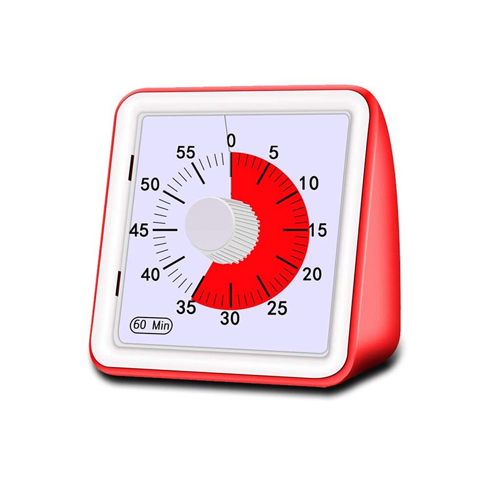 1 Uds 60 minutos Visual temporizador analógico silencioso reloj de Cuenta regresiva tiempo herramienta de gestión para los niños adultos seguro Durable: Rojo