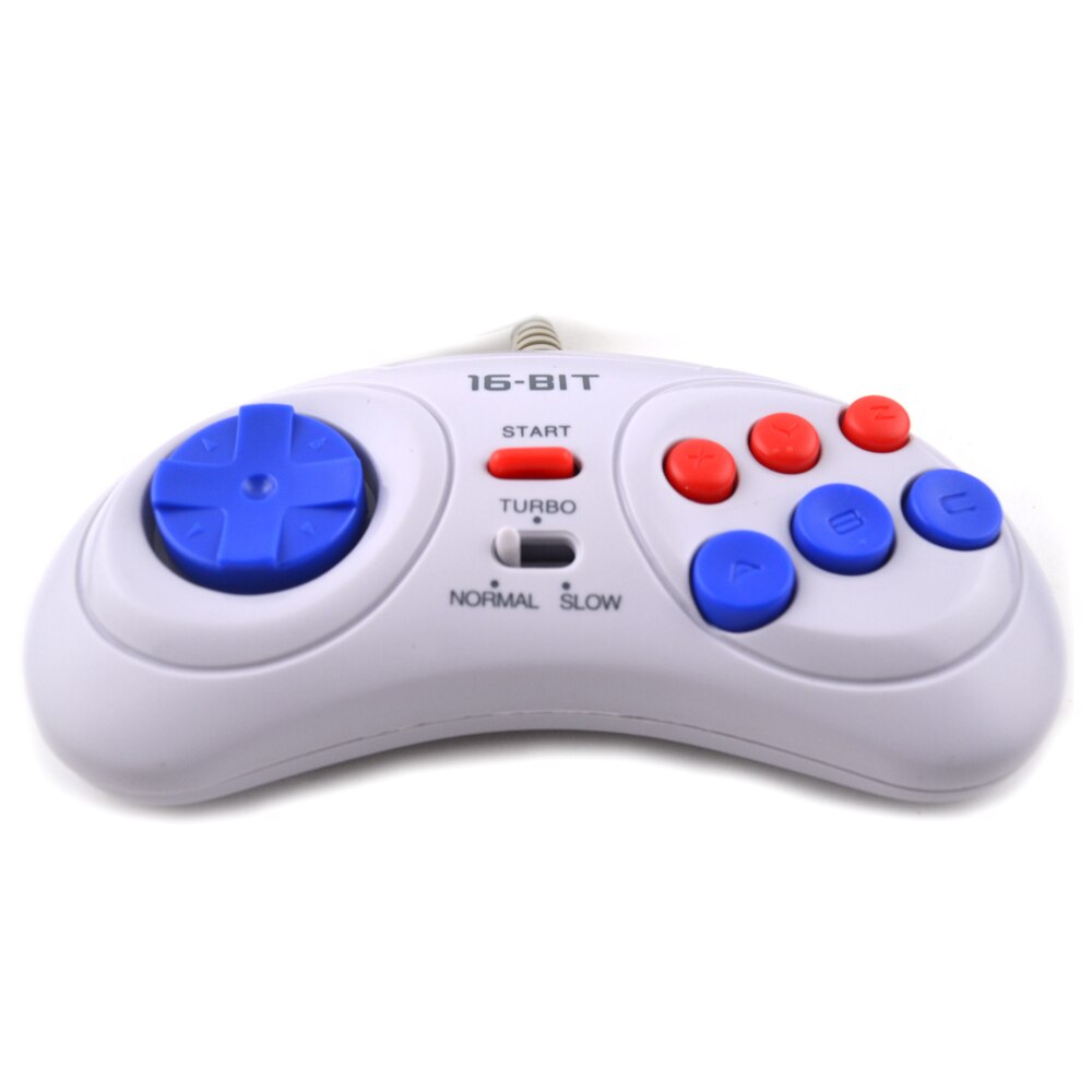16 bit Classic Wired Game Controller for SEGA Genesis 6 Button Gamepad for SEGA Mega Drive Mode Fast Slow white