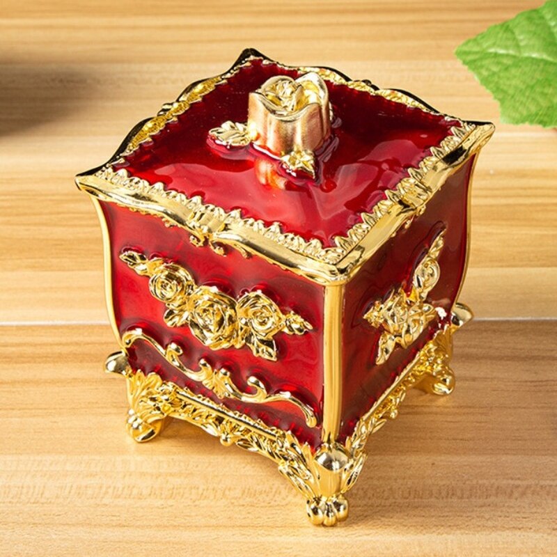 European Style Light Luxury Plastic Cotton Swab Box Living Room Home Cotton Swab Sealed Small Storage Box