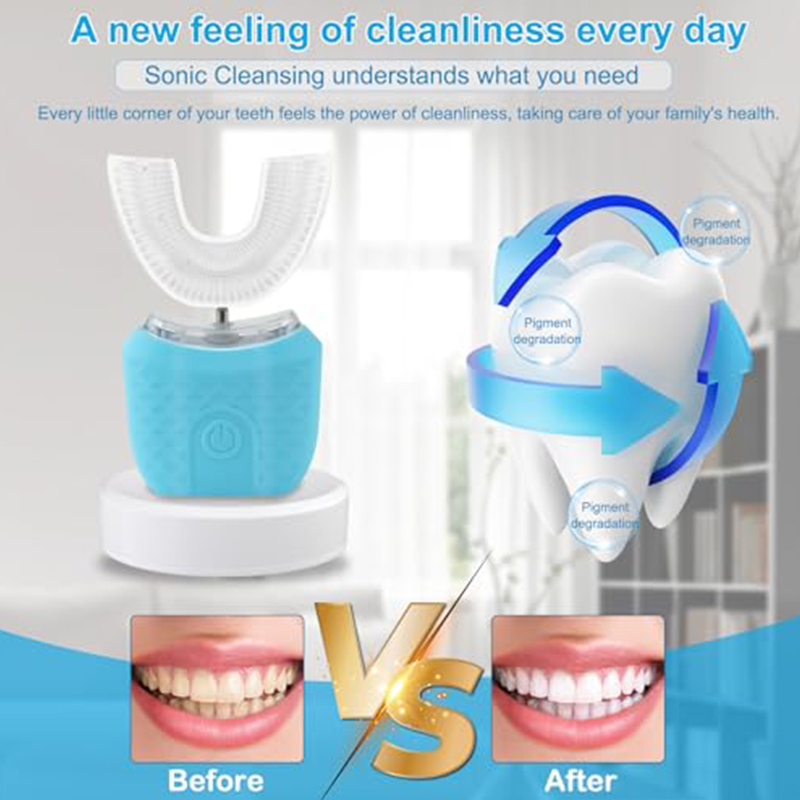 Toothbrush Teeth Whitening U Shape Type Toothbrush 360 Degree Silicone Automatic Electric Soft Toothbrush