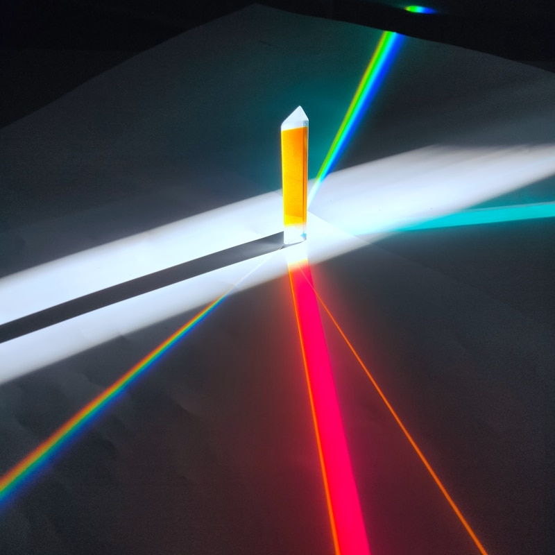 14*14*87 millimetri Arcobaleno Prisma in Vetro Ottico Triangolare Triangolo prisma Ottica Esperimento Arcobaleno