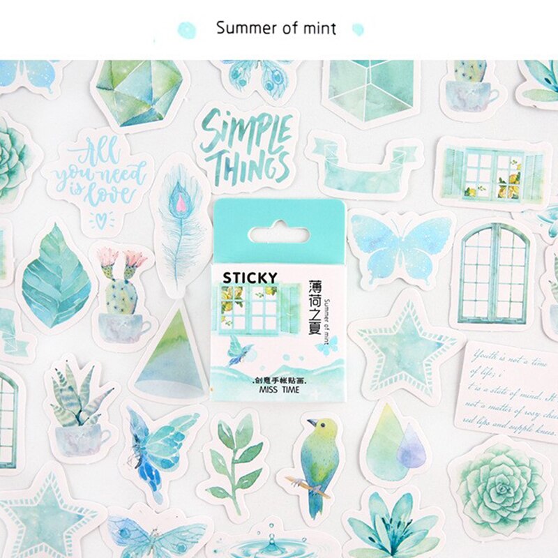 46 Stks/pak Leuke Dieren Kawaii Papier Stickers Groene Veld Dagboek Diy Scrapbooking Label Sticker Briefpapier: G