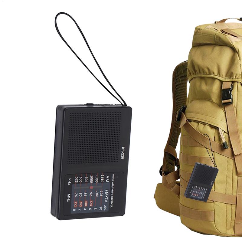Mini am/fm-radio oppladbar fullbølgebånd utendørs nødradio teleskopantenne aa-batteridrevet for morgentrening